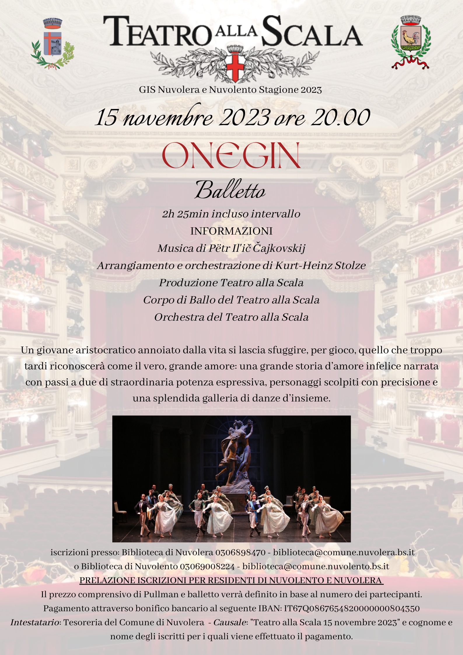 ONEGIN Balletto 15 novembre Teatro Alla Scala